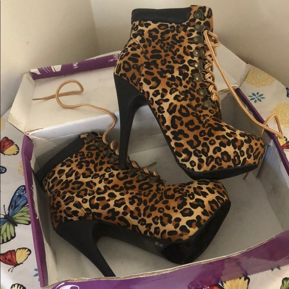 Cheetah print stiletto boots